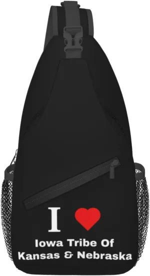 I Love Iowa Tribe Of Kansas & Nebraska Crossbody Bags For Women Men Chest Backpack Gym Shoulder Bag Travel Outdoor Sports Casual Crossbody Bags