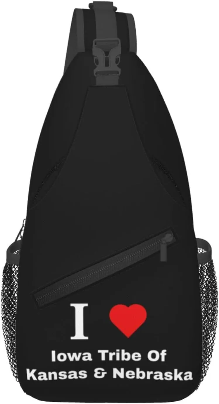 I Love Iowa Tribe Of Kansas & Nebraska Crossbody Bags For Women Men Chest Backpack Gym Shoulder Bag Travel Outdoor Sports Casual Crossbody Bags