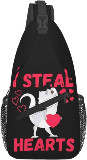I Steal Hearts Trex Dino Chest Sling Bag Crossbody Shoulder Backpack Bag Gym Cycling Travel Hiking Daypack Cross Bag