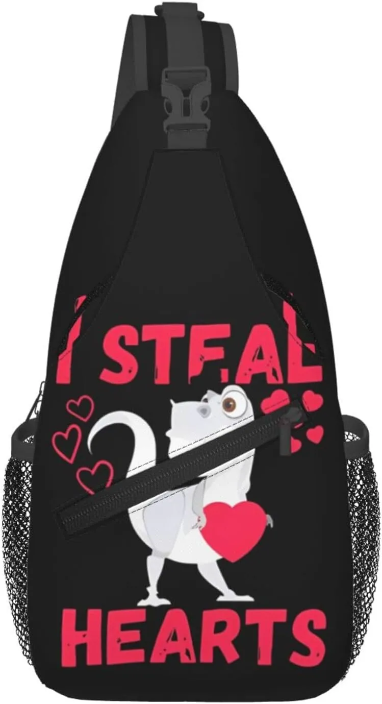 I Steal Hearts Trex Dino Chest Sling Bag Crossbody Shoulder Backpack Bag Gym Cycling Travel Hiking Daypack Cross Bag