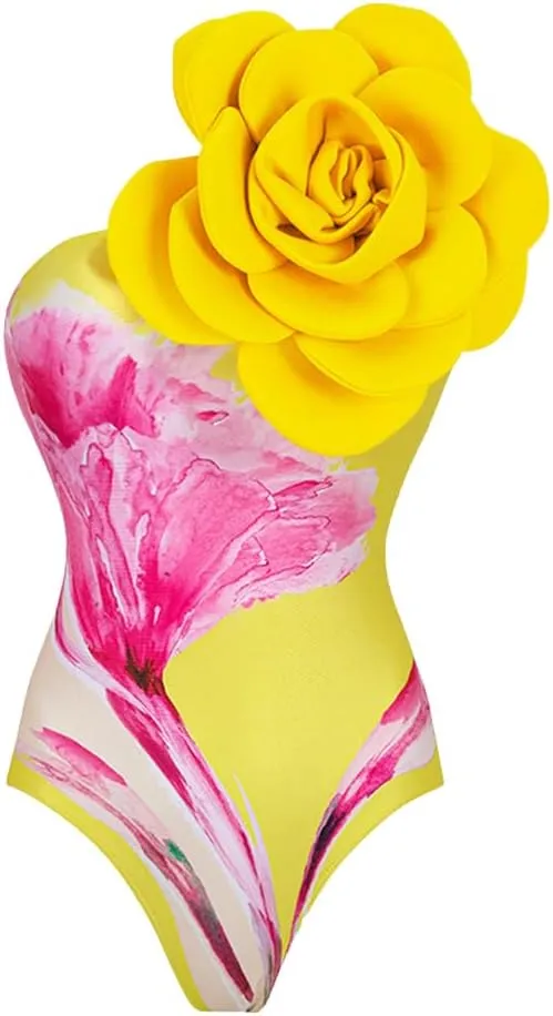 IDOPIP Women's One Piece Swimsuit with Beach Cover up Wrap Skirt Sarong Retro Floral Print Bikini Set Two Piece Bathing Suit