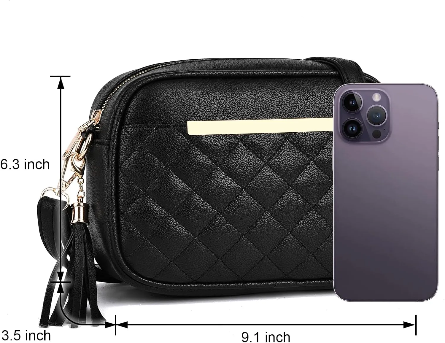 IHAYNER Cute Little Crossbody Bag for Women - Quilted Shoulder Purse for Teen Girls - Lightweight Purse With Tassel