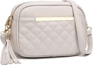 IHAYNER Cute Little Crossbody Bag for Women - Quilted Shoulder Purse for Teen Girls - Lightweight Purse With Tassel