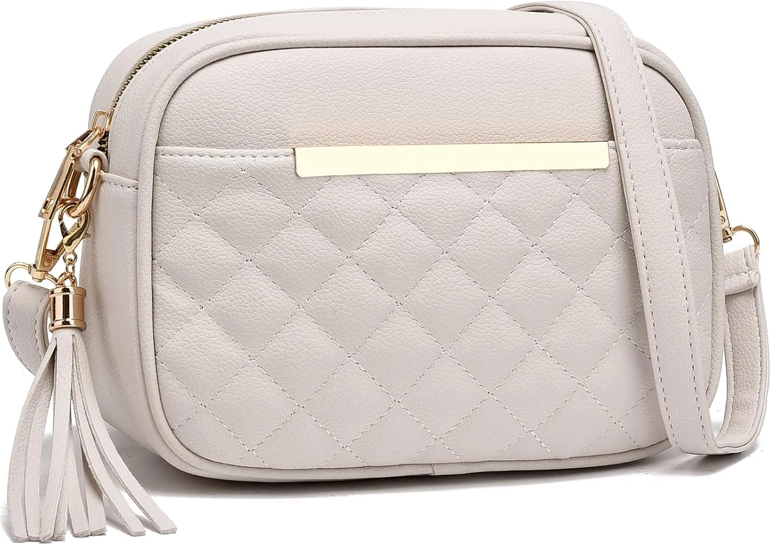 IHAYNER Cute Little Crossbody Bag for Women - Quilted Shoulder Purse for Teen Girls - Lightweight Purse With Tassel