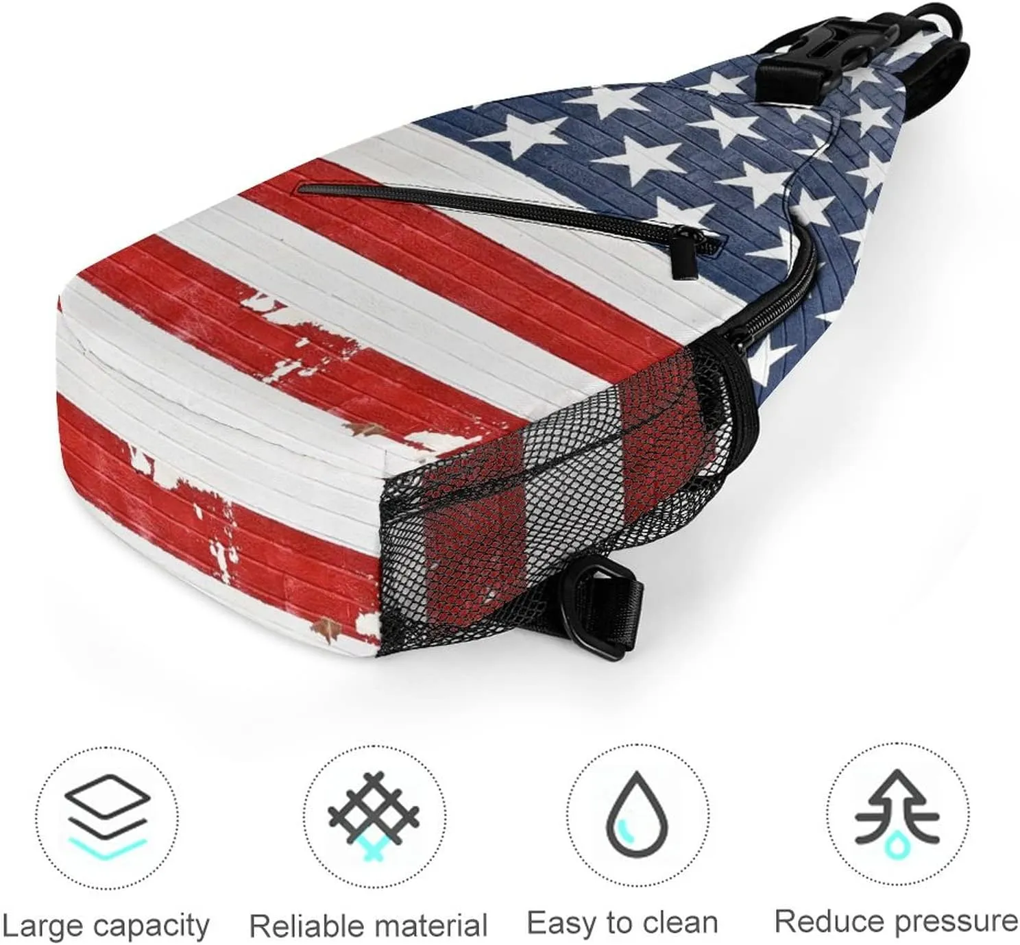IMPCOKRU Sling Bag for Men Women Crossbody Backpack Grunge American Flag Wall,Lightweight Shoulder Backpack for Causal Sport Travel Hiking.