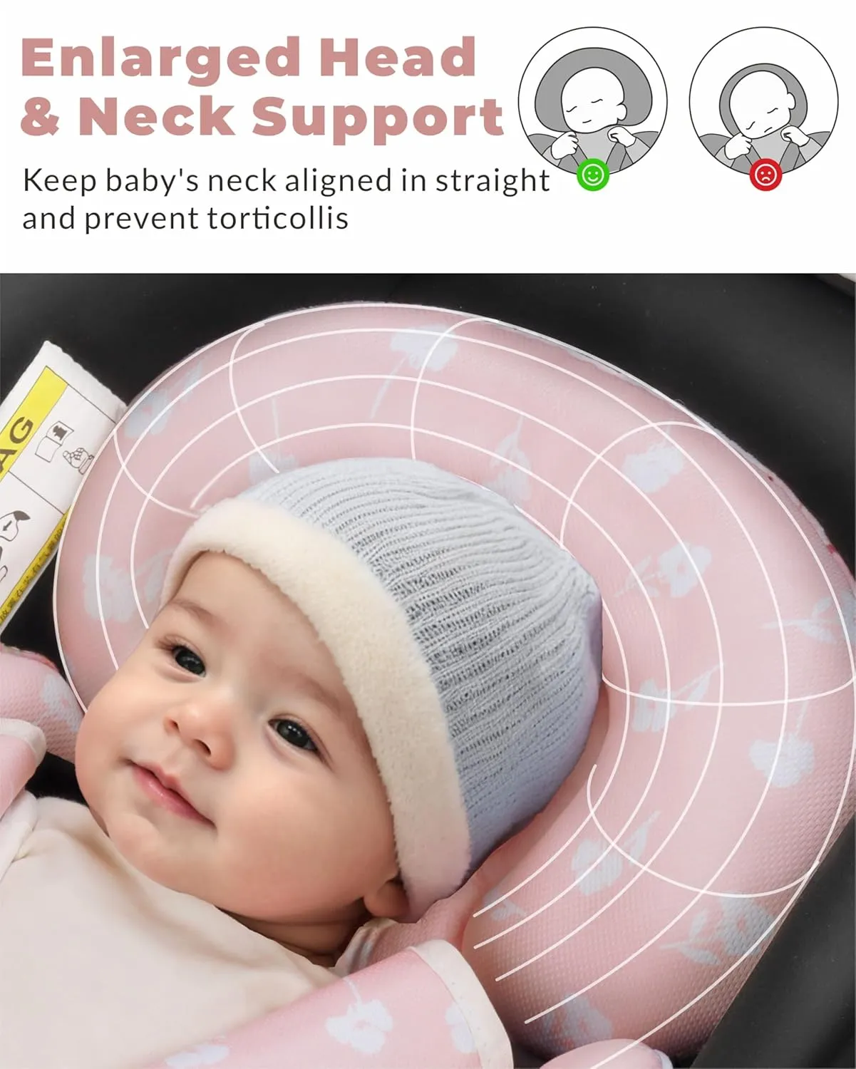 Infant Insert Compatible with 4moms Mamaroo Swing & Graco Swing and Infant Car Seat, Newborn Insert, Baby Head and Body Support, Reversible Design, Breathable Soft Fabric, 1Pcs - Pink Floral