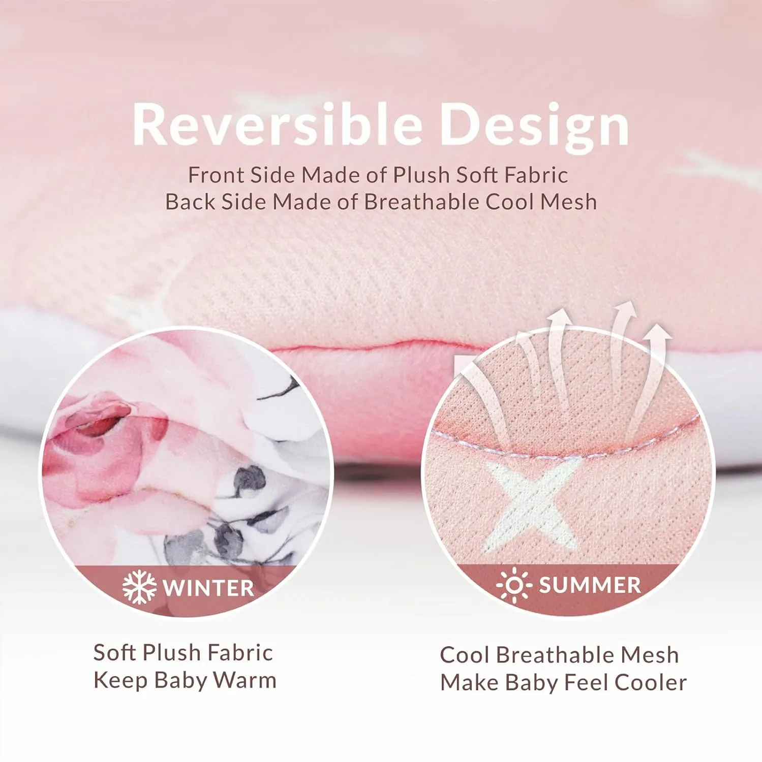 Infant Insert Compatible with 4moms Mamaroo Swing & Graco Swing and Infant Car Seat, Newborn Insert, Baby Head and Body Support, Reversible Design, Breathable Soft Fabric, 1Pcs - Pink Floral