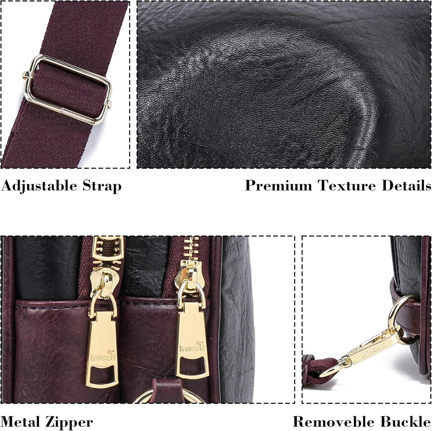 INICAT Crossbody Sling Bags Fanny Packs Leather Purses Chest Bag for Women