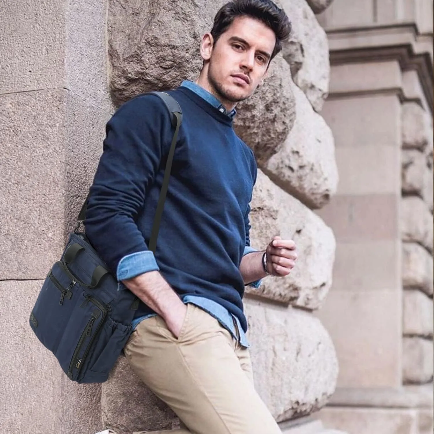 INOXTO Men's 3 in 1 Convertible Backpack Tote Briefcase Business Office Laptop Shoulder Bag