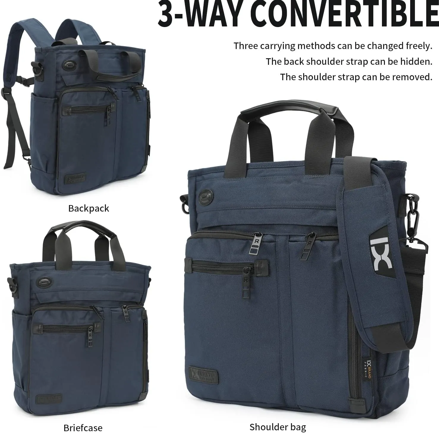 INOXTO Men's 3 in 1 Convertible Backpack Tote Briefcase Business Office Laptop Shoulder Bag