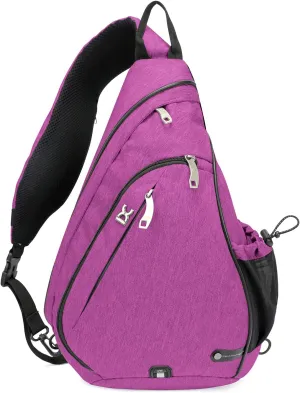 INOXTO Sling Bag, Multipurpose Crossbody Shoulder Bag for Men and Women, Chest Bag Crossbody Daypack for Hiking, Pickleball Bag with Water Bottle Holder for Tennis, Pickleball (Purple)