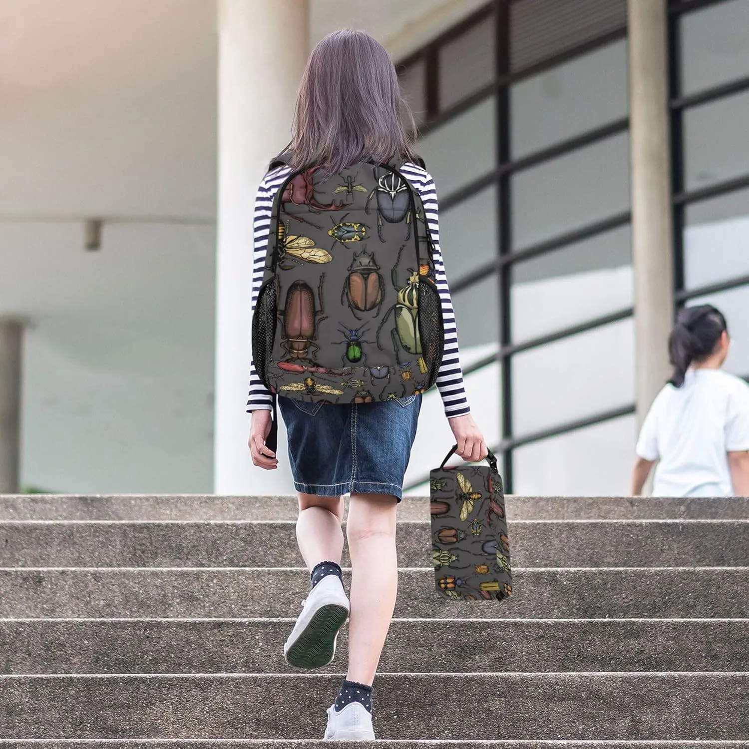Insects Beetle Backpack with Lunch Bag, School Backpack for Teens Boys Girls Kids Backpacks Set