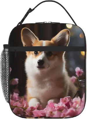Insulated Lunch Bag for Men Women Reusable Lunch Box Corgi Dog on the Table Lunchbox Leakproof Cooler Bags for Work Picnic