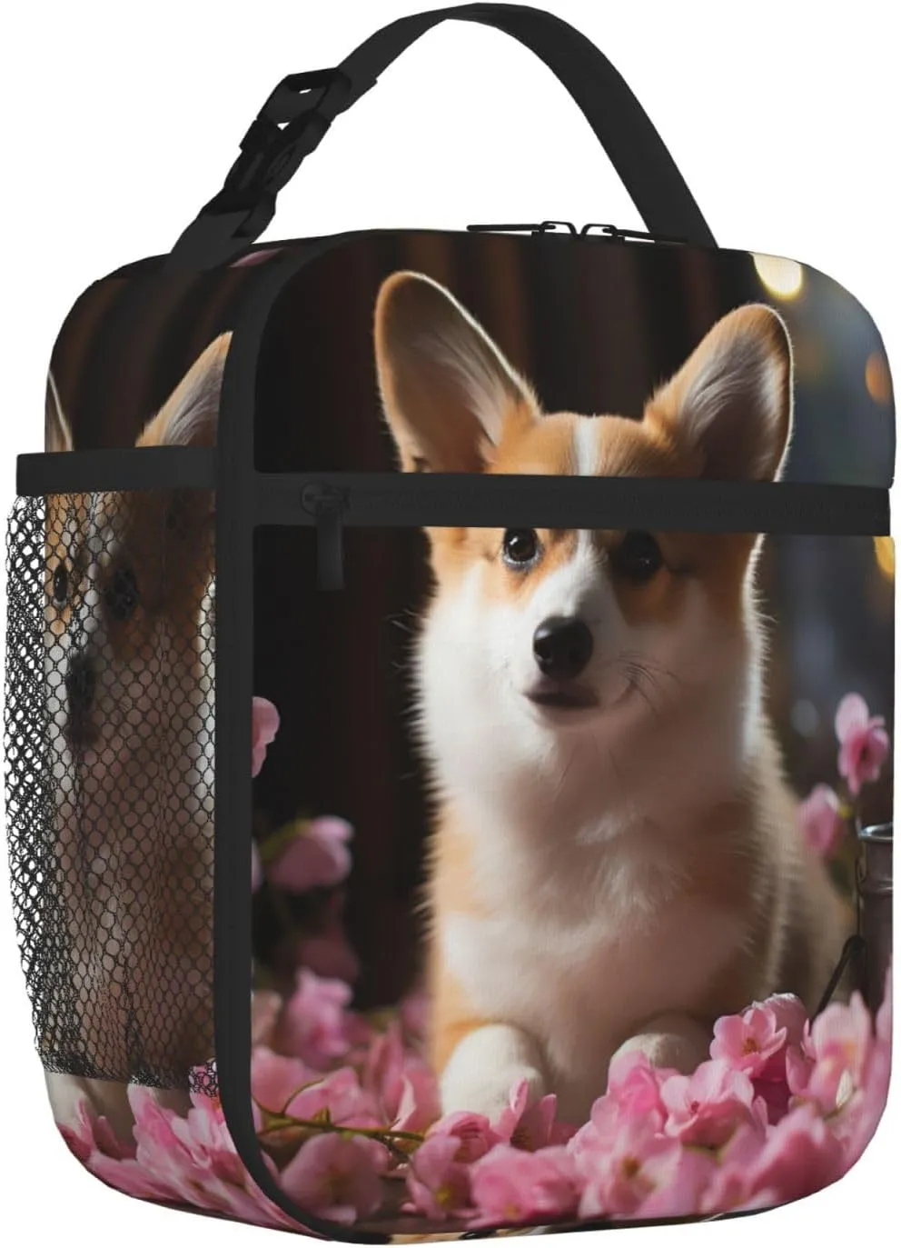 Insulated Lunch Bag for Men Women Reusable Lunch Box Corgi Dog on the Table Lunchbox Leakproof Cooler Bags for Work Picnic