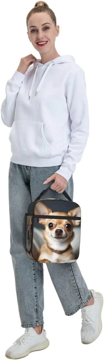 Insulated Lunch Bag for Men Women Reusable Lunch Box Cute Chihuahua Lunchbox Leakproof Cooler Bags for Work Picnic