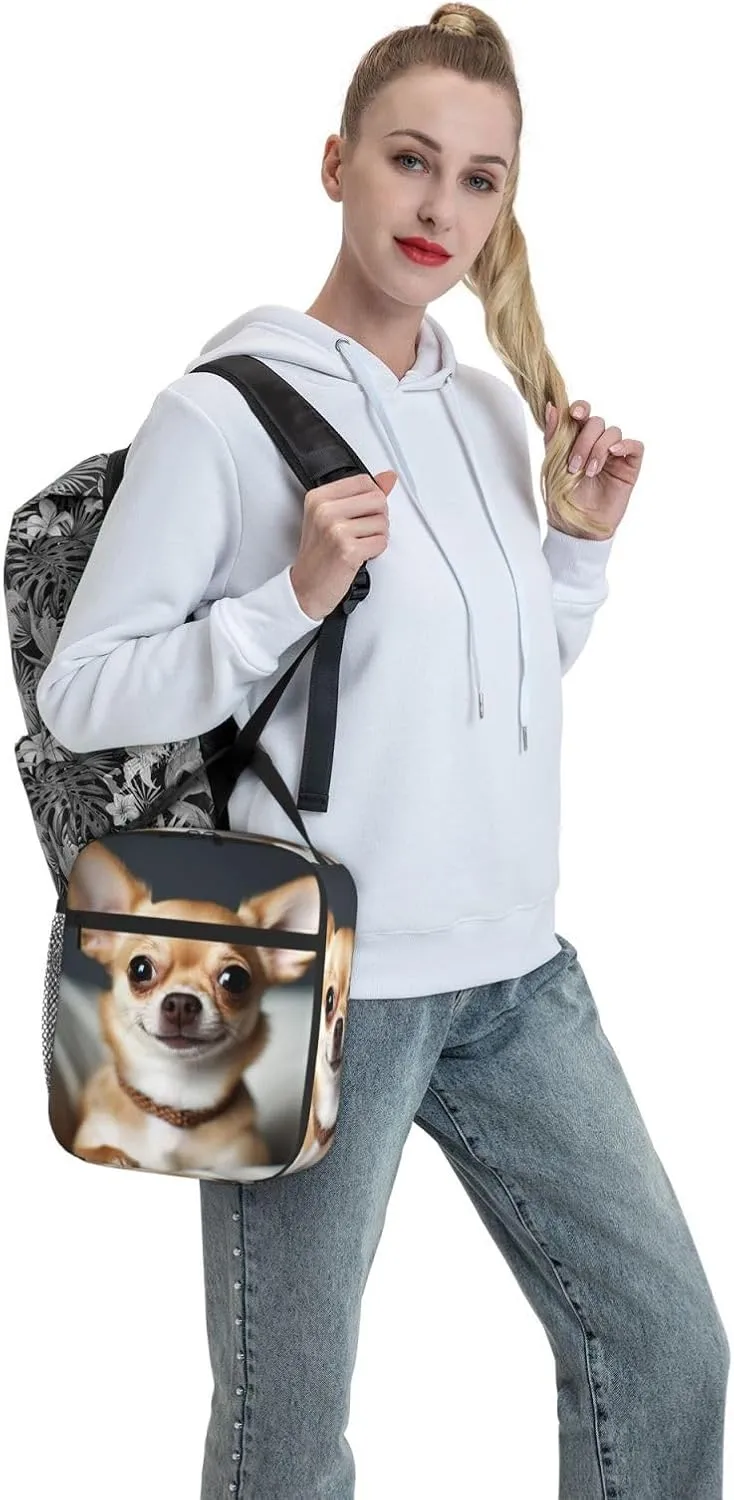 Insulated Lunch Bag for Men Women Reusable Lunch Box Cute Chihuahua Lunchbox Leakproof Cooler Bags for Work Picnic
