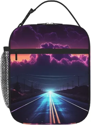 Insulated Lunch Bag for Men Women Reusable Lunch Box Late night highway Lunchbox Leakproof Cooler Bags for Work Picnic