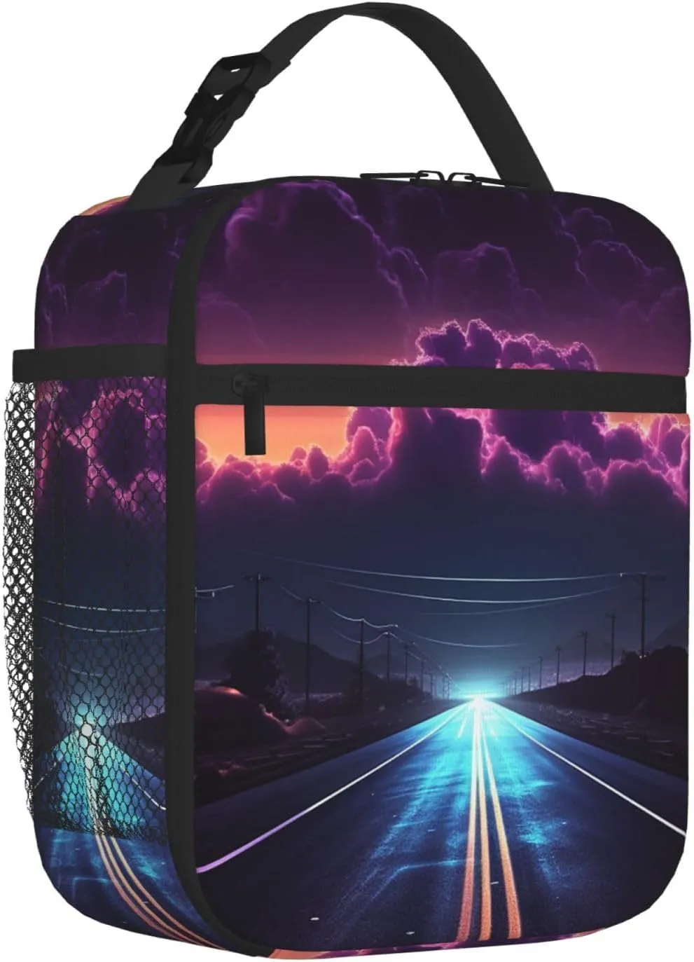 Insulated Lunch Bag for Men Women Reusable Lunch Box Late night highway Lunchbox Leakproof Cooler Bags for Work Picnic