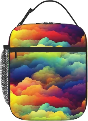 Insulated Lunch Bag for Men Women Reusable Lunch Box Rainbow clouds Lunchbox Leakproof Cooler Bags for Work Picnic