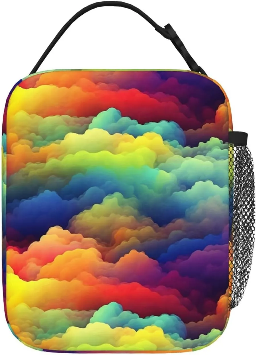 Insulated Lunch Bag for Men Women Reusable Lunch Box Rainbow clouds Lunchbox Leakproof Cooler Bags for Work Picnic