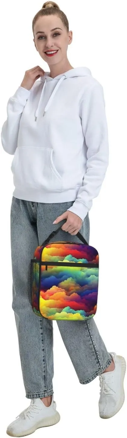 Insulated Lunch Bag for Men Women Reusable Lunch Box Rainbow clouds Lunchbox Leakproof Cooler Bags for Work Picnic