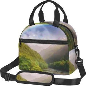 Insulated Lunch Bag Lunch box for Women Men Reusable Cooler Bag Mountain Valley with Rainbow Lunch Tote Bag for Work