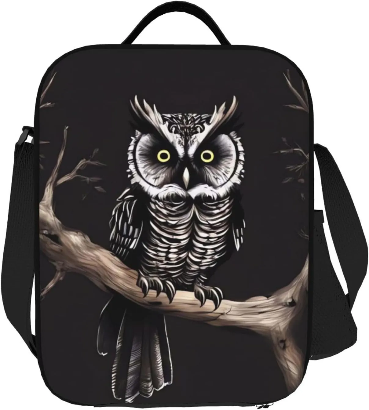 Insulated Lunch box for Men Women Reusable Lunch Bag Late Night Owl Cooler Tote Bags for Work Picnic