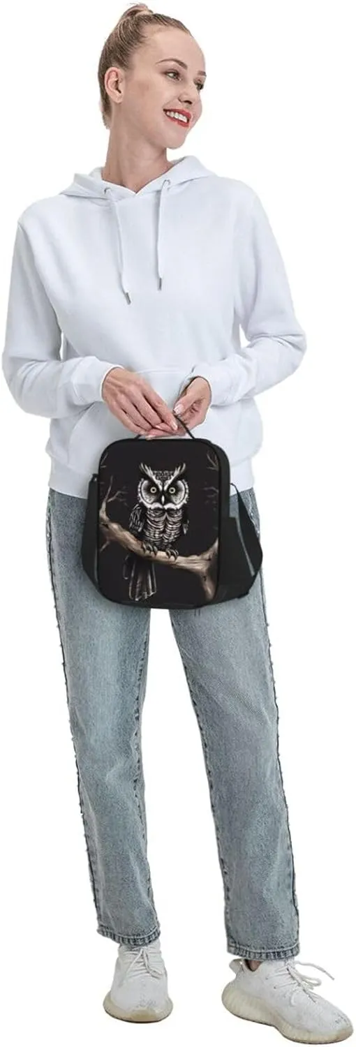 Insulated Lunch box for Men Women Reusable Lunch Bag Late Night Owl Cooler Tote Bags for Work Picnic
