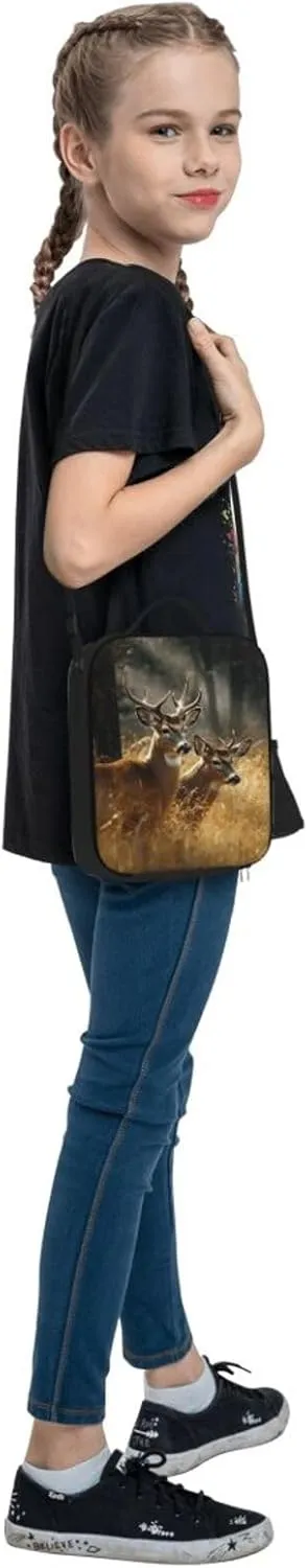 Insulated Lunch box for Men Women Reusable Lunch Bag Nature wild Animal Deers Cooler Tote Bags for Work Picnic