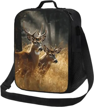 Insulated Lunch box for Men Women Reusable Lunch Bag Nature wild Animal Deers Cooler Tote Bags for Work Picnic