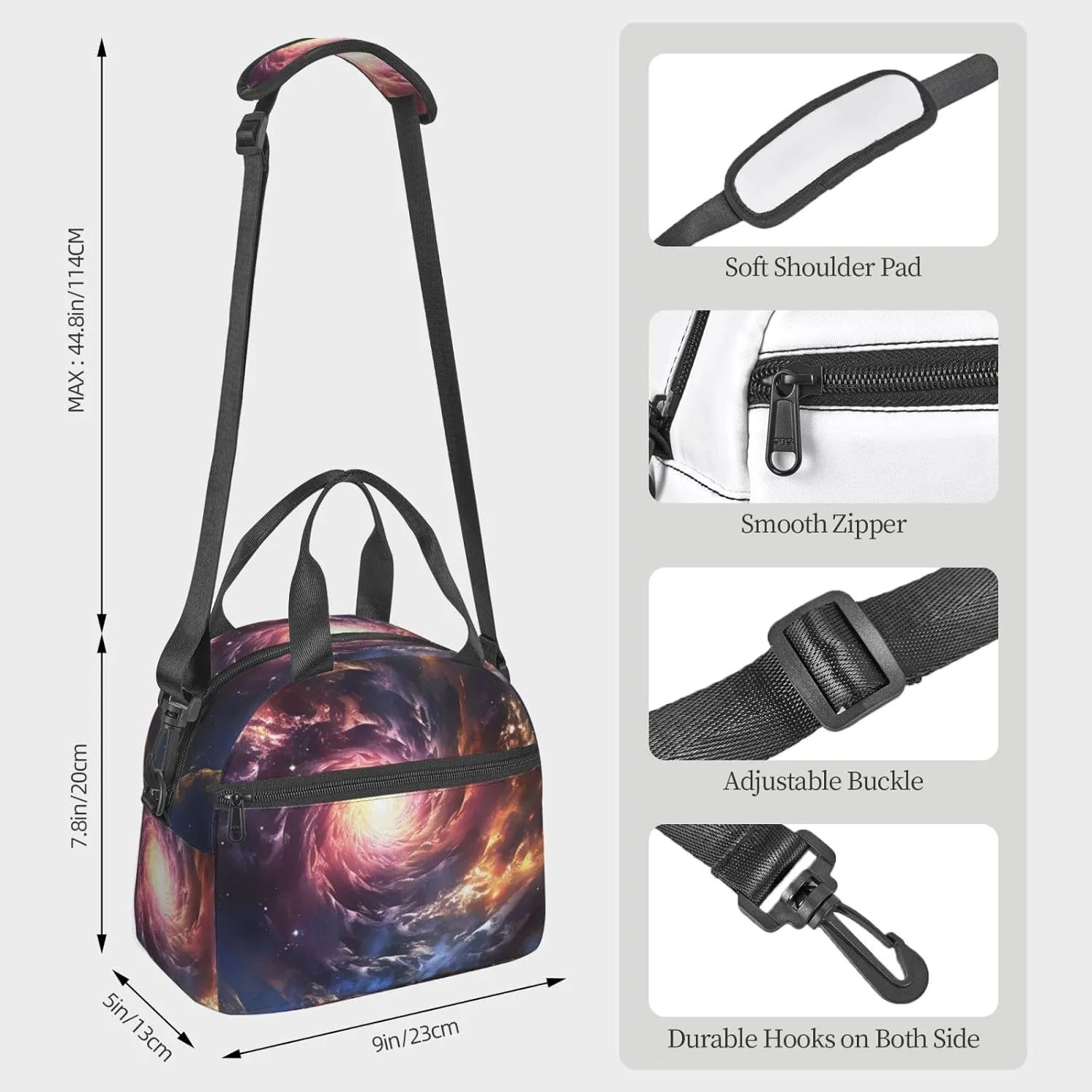 Insulated Lunchbox Reusable Cooler Bag Cosmic Storm Lunch Bag Portable Lunch Tote Bag for Work Picnic