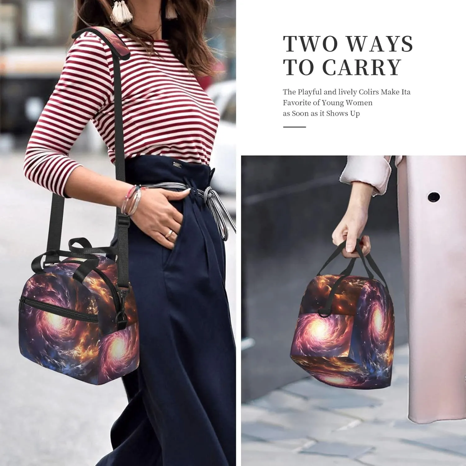 Insulated Lunchbox Reusable Cooler Bag Cosmic Storm Lunch Bag Portable Lunch Tote Bag for Work Picnic