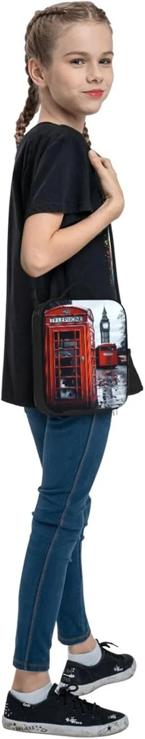 Insulated Lunchbox Reusable Cooler Bag England UK Retro London Telephone Lunch Bag Portable Lunch Tote Bag for Work Picnic