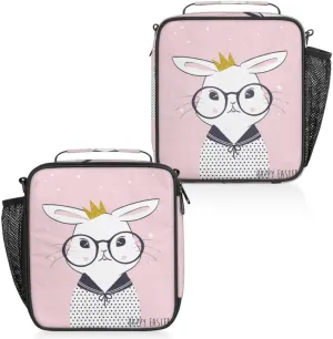 Interesting Animal Rabbits Insulated Lunch Box, Reusable Cooler Tote Lunch Bags for Men Women, Portable Leakproof Square Meal Bag for Work Travel Picnic Hiking Daytrip（Rabbits）