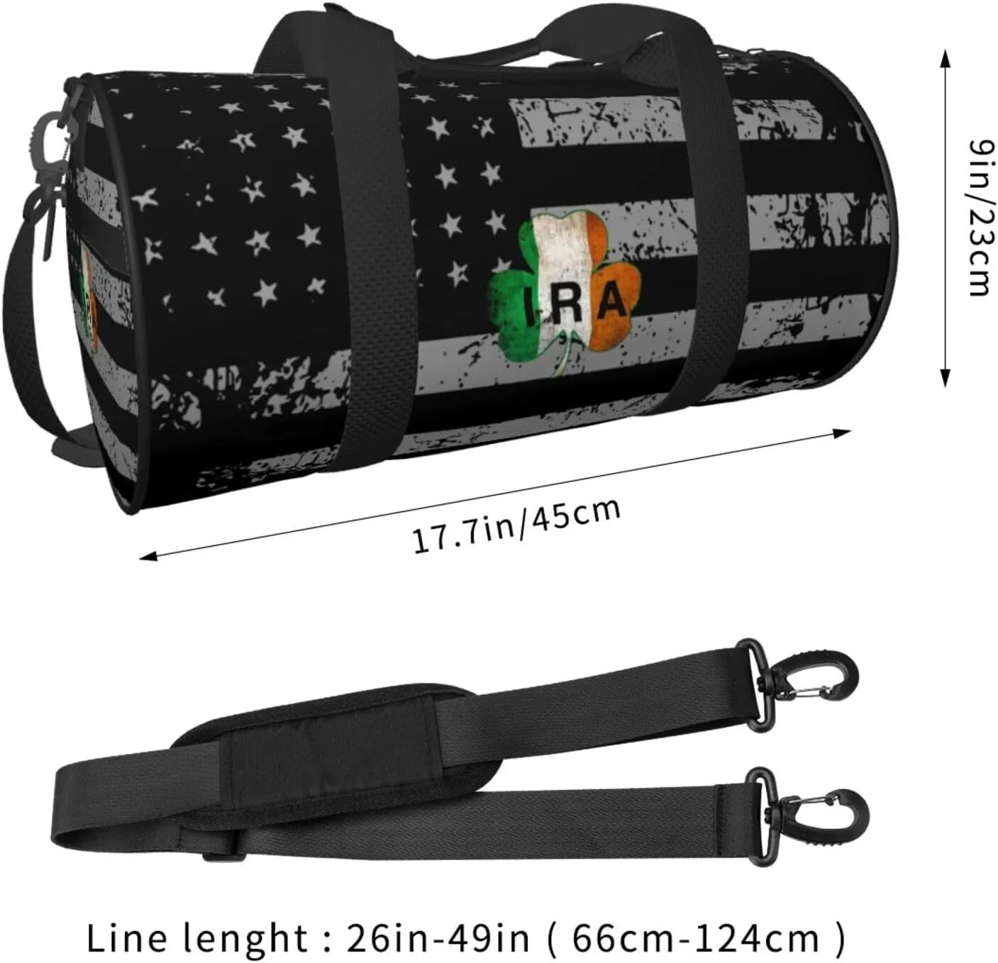 Ira Irish Travel Luggage Duffel Bag Sports Rolling Foldable Duffel Bag, Black