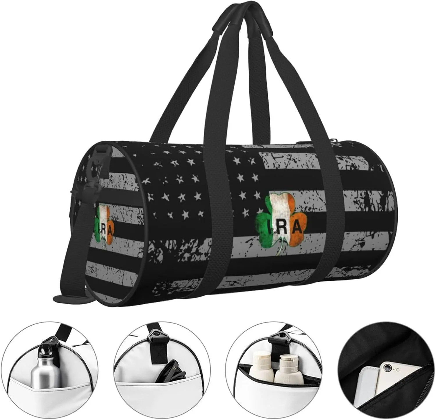 Ira Irish Travel Luggage Duffel Bag Sports Rolling Foldable Duffel Bag, Black
