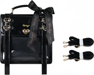 Ita Bag Backpack Pins Display Backpack with Insert Ribbon JK Single Shoulder Crossbody Bag Square Handbag and Purse (Black)