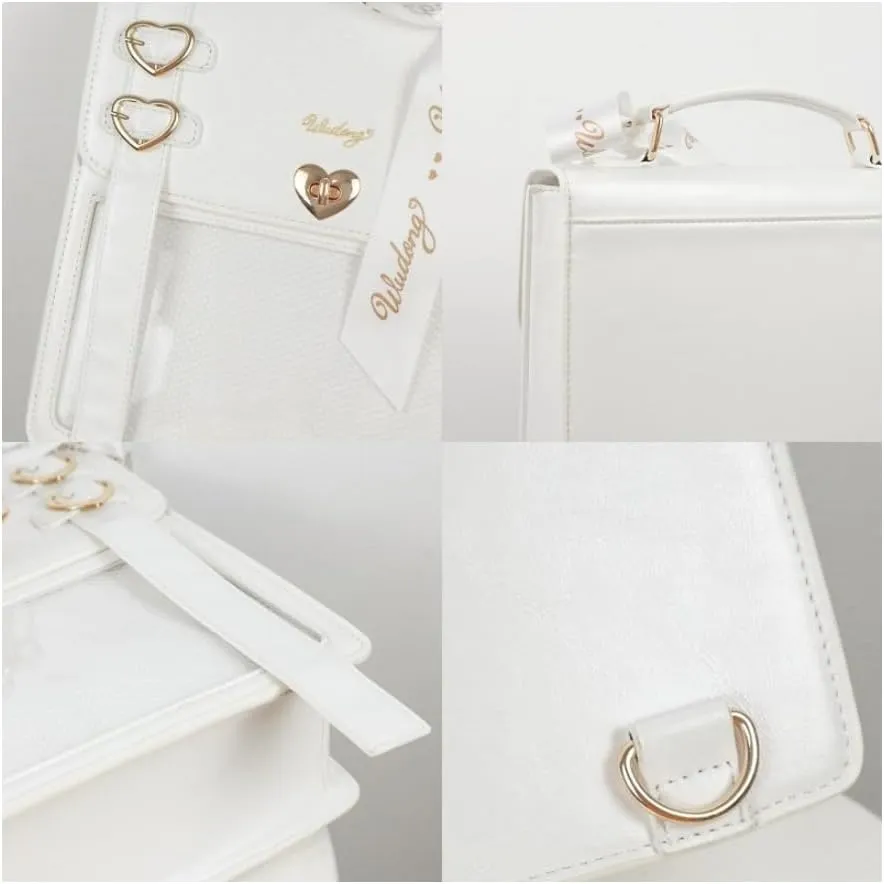 Ita Bag Backpack Pins Display Backpack with Insert Ribbon JK Single Shoulder Crossbody Bag Square Handbag and Purse (Black)
