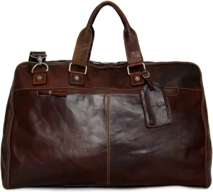 Jack Georges Voyager Large Convertible Valet Bag, Leather Duffel Bag in Brown