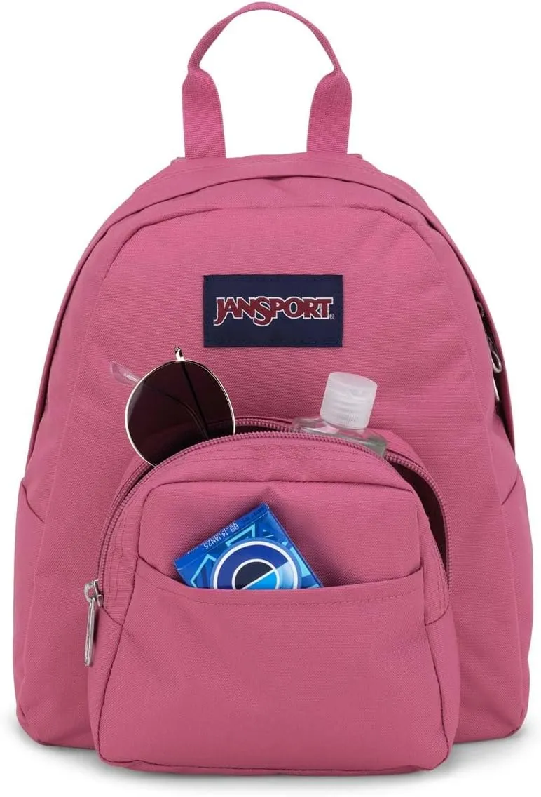 JanSport Half Pint Mini Backpack, 10.2 L - Durable Mini Bag Purse with Adjustable Shoulder Straps, Single Main Compartment, Zippered Stash Pocket, Mauve Haze