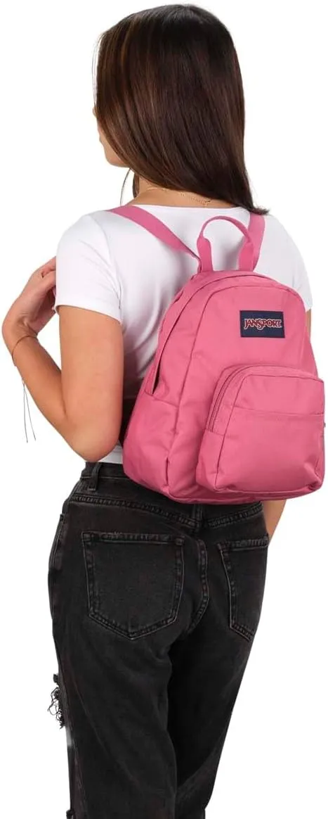 JanSport Half Pint Mini Backpack, 10.2 L - Durable Mini Bag Purse with Adjustable Shoulder Straps, Single Main Compartment, Zippered Stash Pocket, Mauve Haze