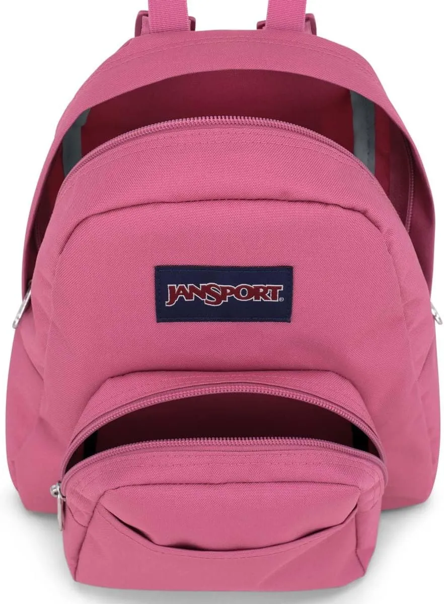 JanSport Half Pint Mini Backpack, 10.2 L - Durable Mini Bag Purse with Adjustable Shoulder Straps, Single Main Compartment, Zippered Stash Pocket, Mauve Haze
