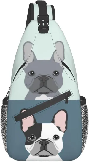 Jeezshop Cute French Bulldog Sling Bag For Men And Women,Multi Pocket Chest Package Crossbody Shoulder Bag For Cycling Sports Travel Hiking Work., Black