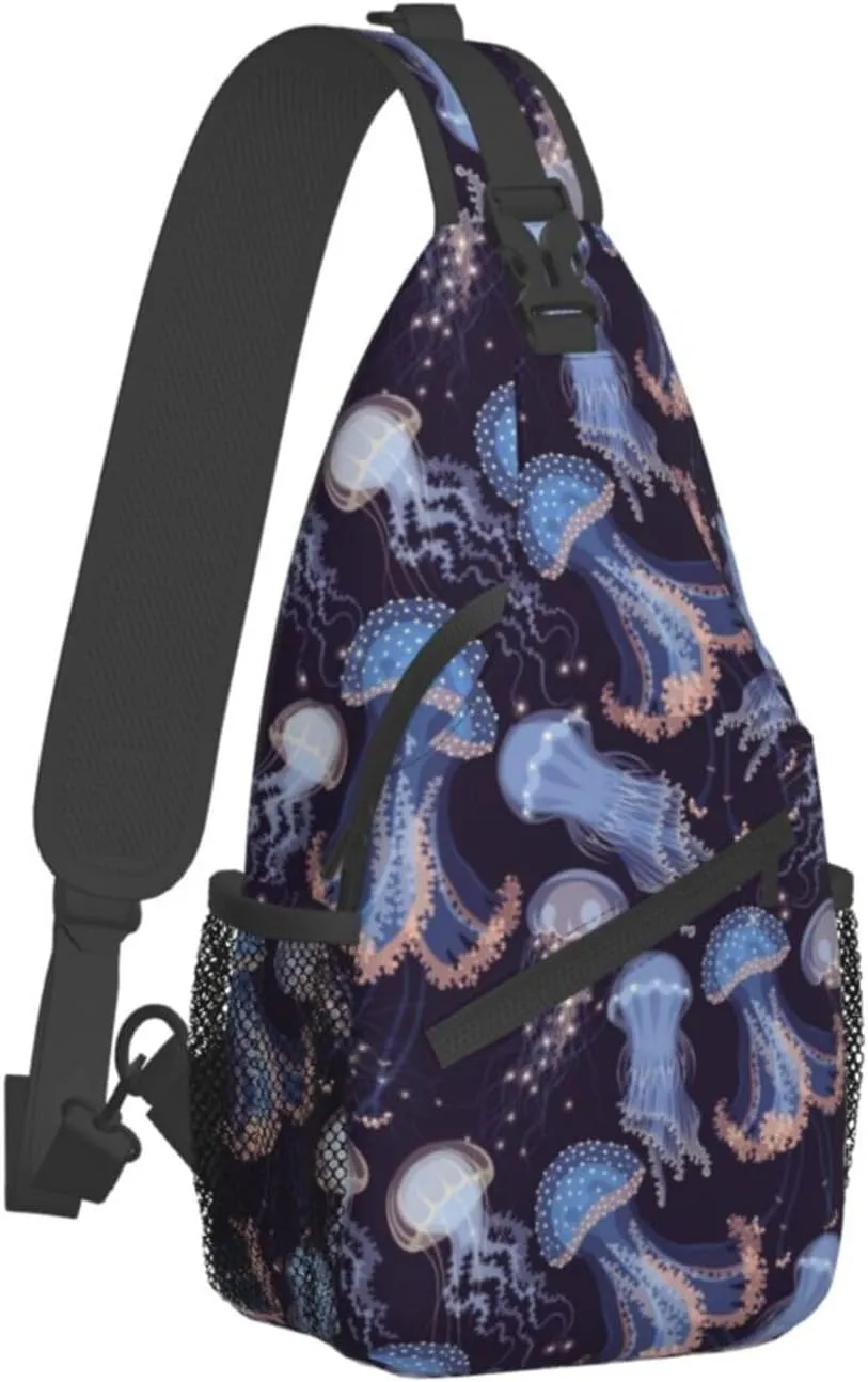 Jellyfish Crossbody Bag Funny Shoulder Bag Backpack Cute Sling Bag Chest Casual Daypack for Outdoor