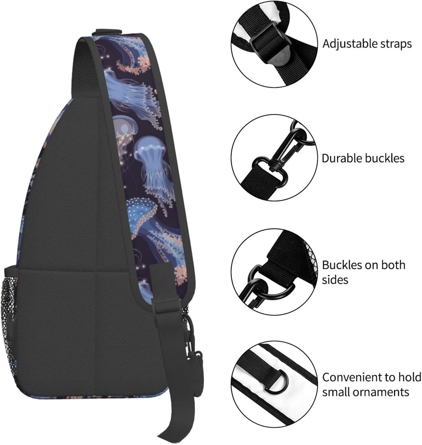 Jellyfish Crossbody Bag Funny Shoulder Bag Backpack Cute Sling Bag Chest Casual Daypack for Outdoor