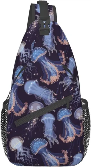 Jellyfish Crossbody Bag Funny Shoulder Bag Backpack Cute Sling Bag Chest Casual Daypack for Outdoor