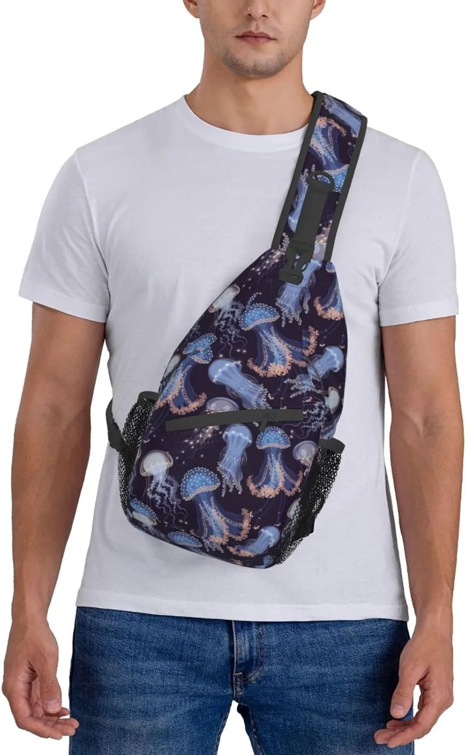 Jellyfish Crossbody Bag Funny Shoulder Bag Backpack Cute Sling Bag Chest Casual Daypack for Outdoor