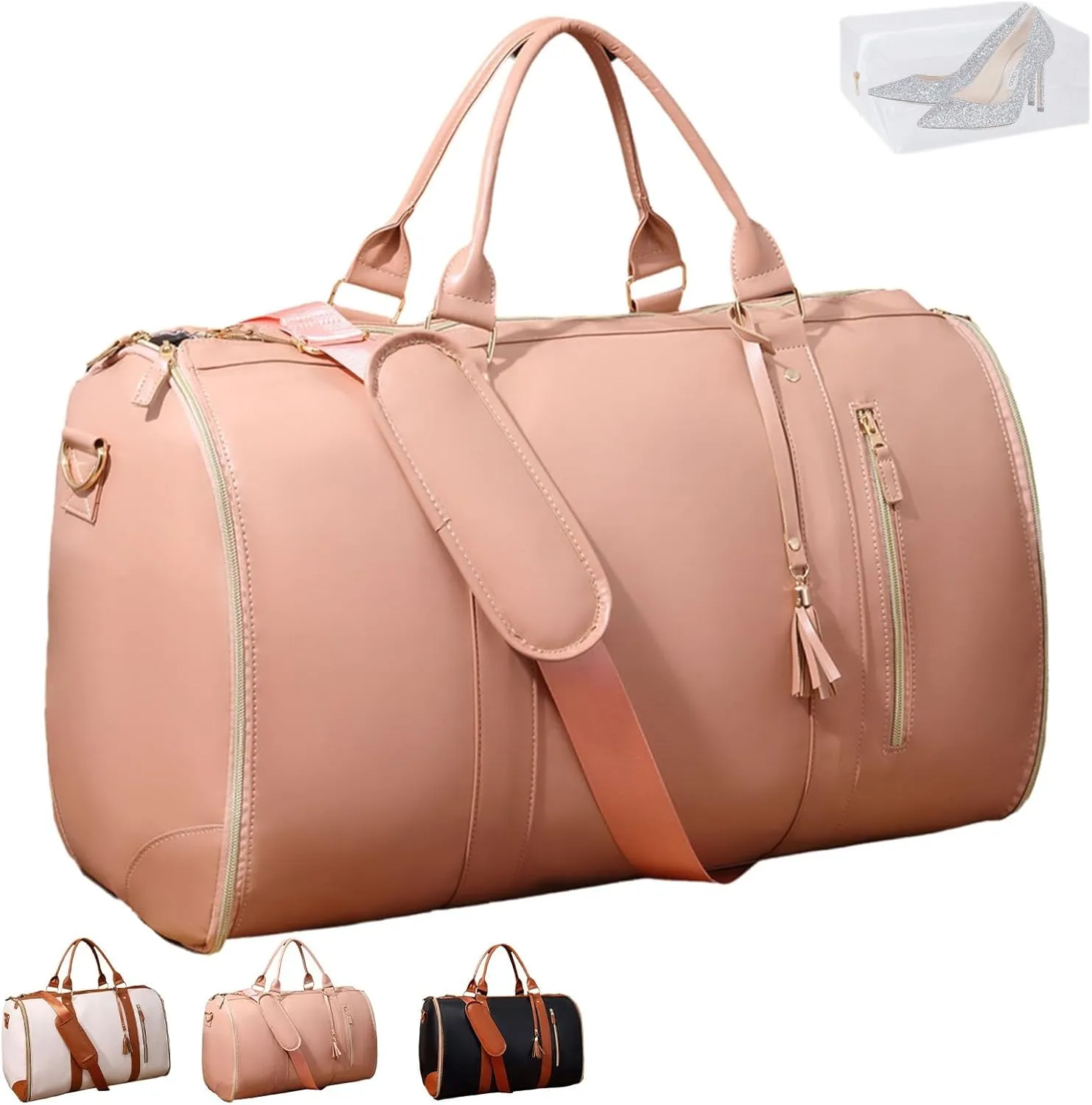 Jenni Bag Travel Bag with Wheels,Convertible Jenni Travel Bag with Removable Wheels, High Capacity Travel Bag with Shoe Compartment(Basic, Pink)