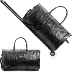 Jenni Convertible Travel Bag with Removable Wheels, High Capacity with Shoe Compartment (Pure Black (B) with wheels)