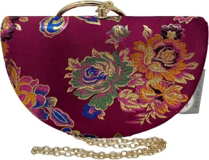 Jessica Mcclintock Chinoiserie Pattern Ring Handle Chain Shoulder Strap Clutch Handbag